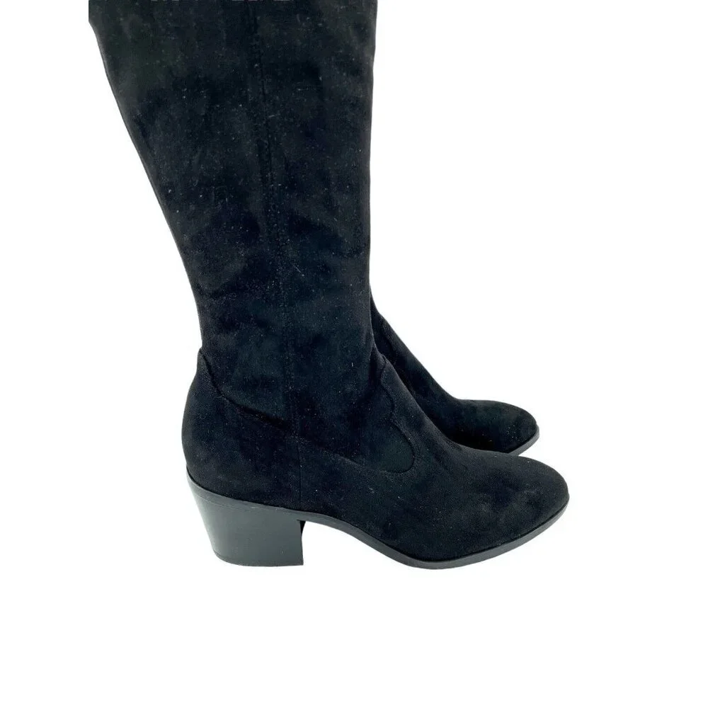 Marc Fisher Black Fabric Faux Suede Knee High Boots SZ 8.5 New $249